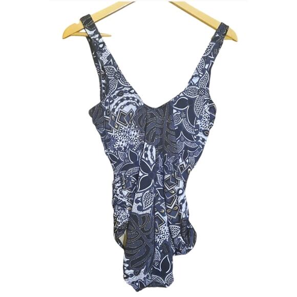 Maxine of Hollywood Womens One Piece Rouched Sides Padded Swimsuit Size 14/16 - Picture 2 of 4